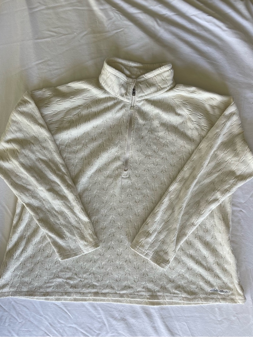 Eddie Bauer Cream Half-Zip Textured Knit Sweater